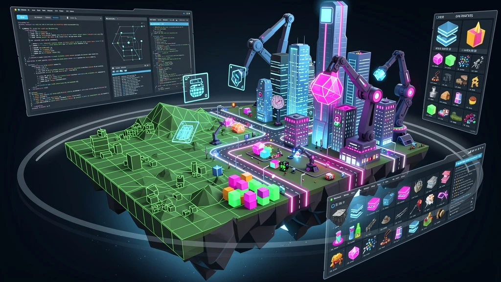 AI hero image for gaming documentation in neon-geo style