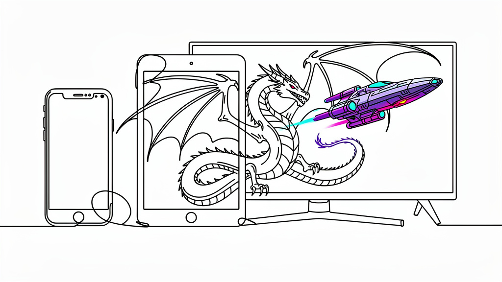 Line Art style landing page hero images