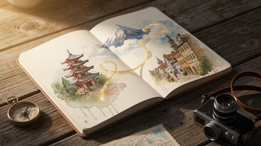 Watercolor style landing page hero images